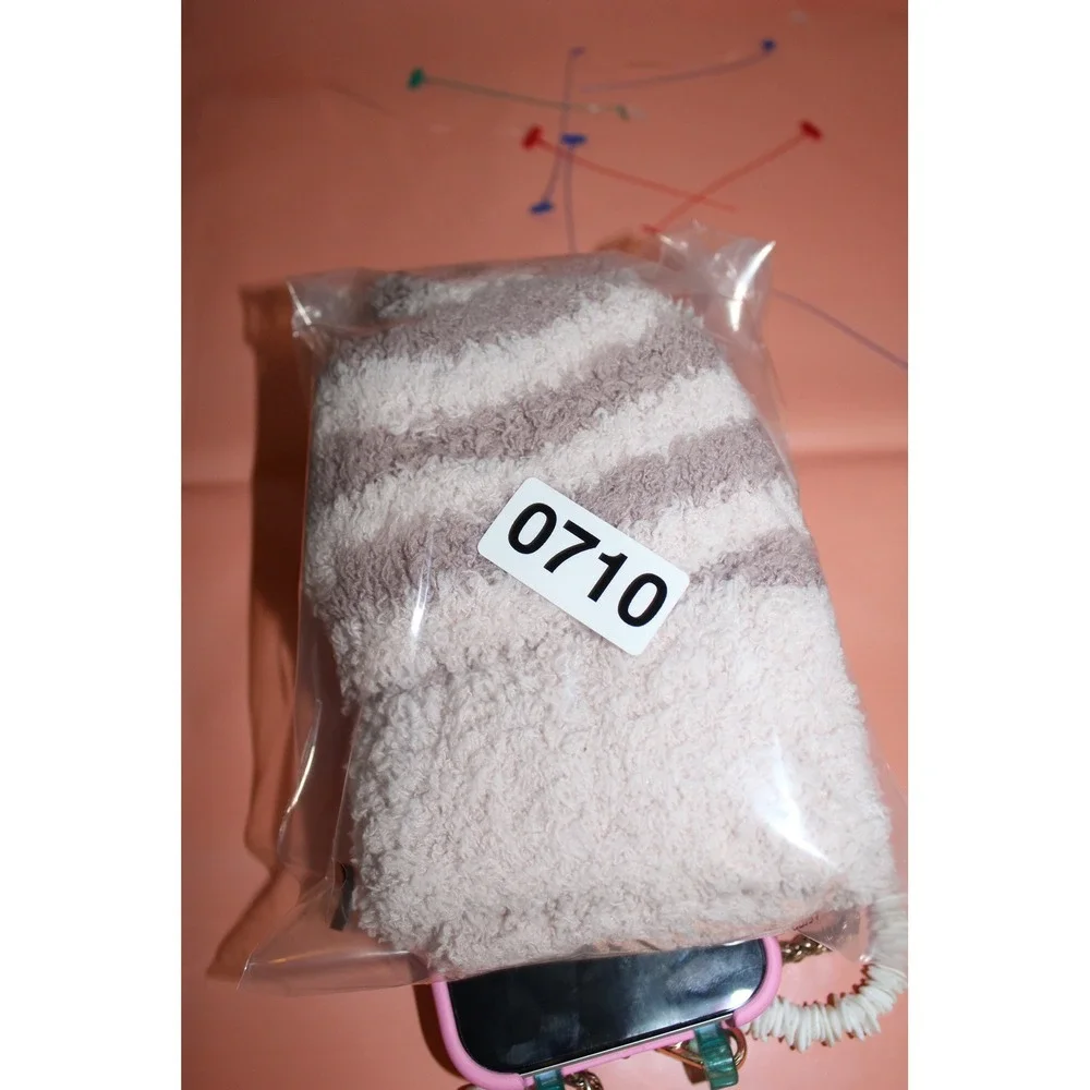 Barefoot‎ Dreams CozyChic Striped Pom Pom Beanie Pink Mauve Women's Hat